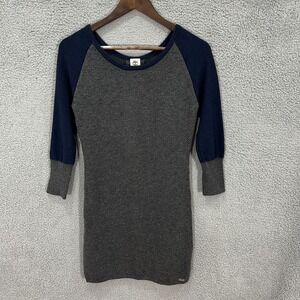 Timberland Women's S Wool Blend Gray Navy Sweater Dress Slim Fit Y2K Academia